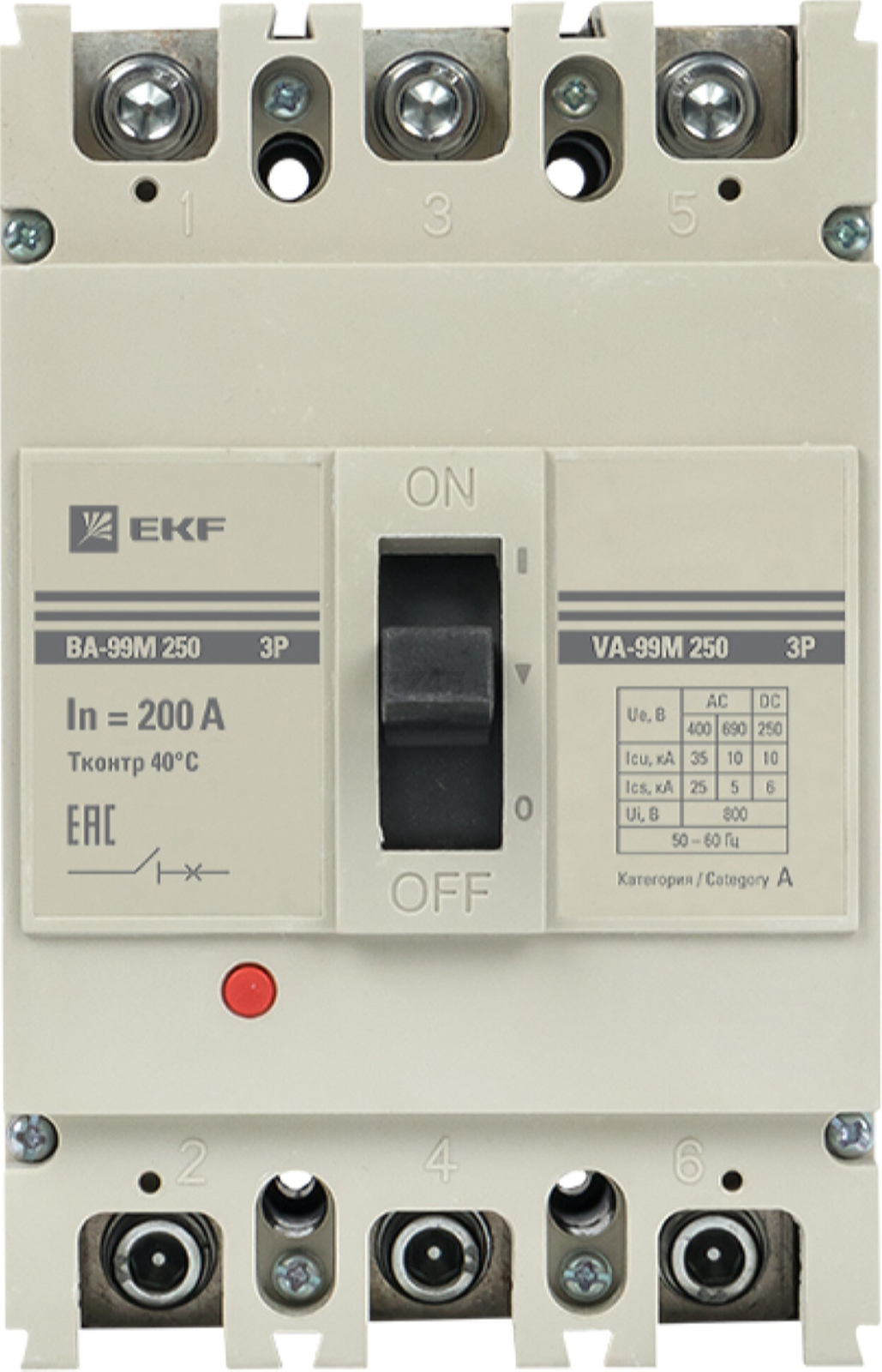 Автоматический выключатель EKF PROxima ВА-99М 250 200А 3P 35кА (mccb99-250-200m) - Фото 2