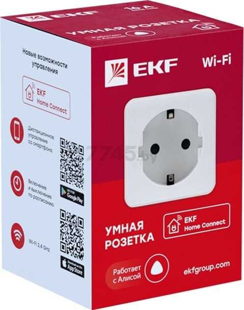 Умная  Wi-Fi розетка EKF Сonnect белая (RCS-1-WF) - Фото 4