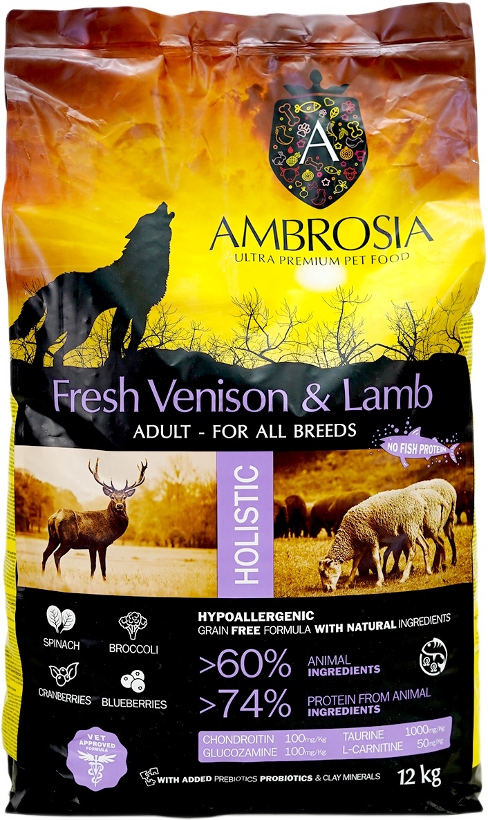 Сухой корм для собак беззерновой AMBROSIA Grain Free оленина и ягненок 12 кг (U/AVL12) - Фото 3