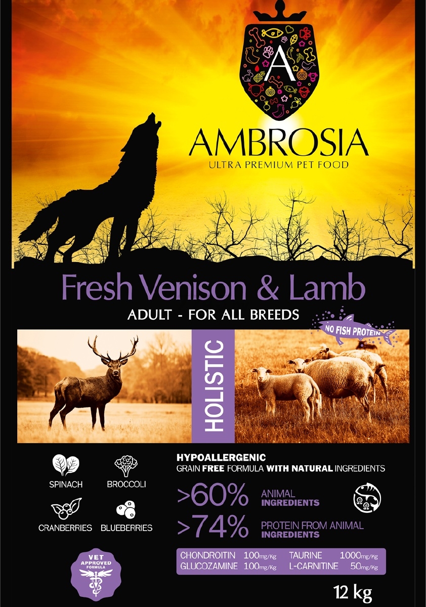 Сухой корм для собак беззерновой AMBROSIA Grain Free оленина и ягненок 12 кг (U/AVL12) - Фото 5