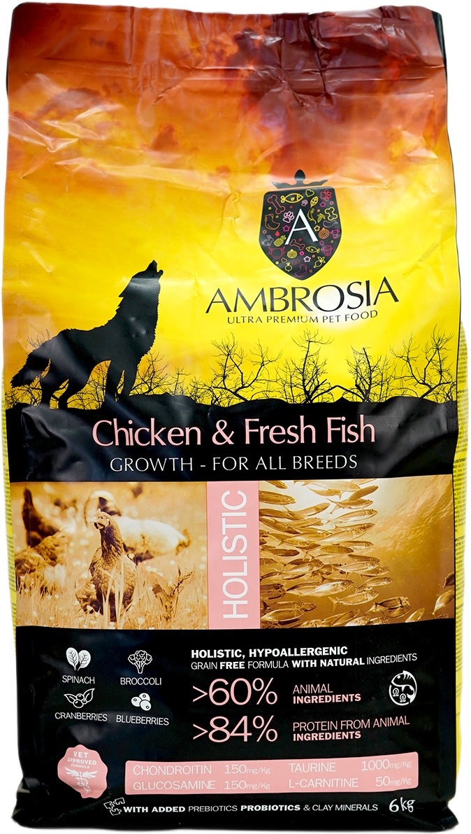 Сухой корм для щенков беззерновой AMBROSIA Grain Free курица и рыба 6 кг (U/ACF6) - Фото 3
