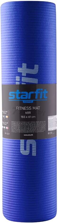 Коврик для йоги STARFIT FM-301 NBR темно-синий 183x61x1,2 (4680459118349) - Фото 4