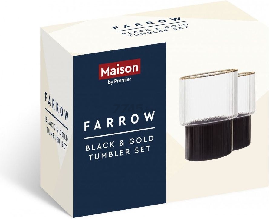 Набор стаканов WALMER Farrow Black/Gold 230 мл 2 штуки (1405490) - Фото 3