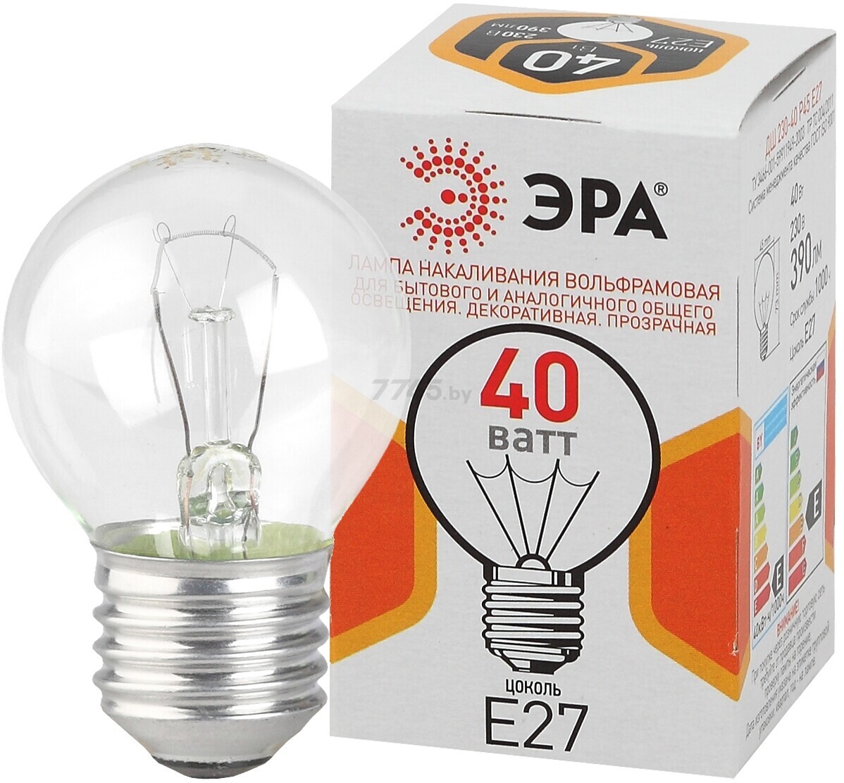 Лампа накаливания E27 ЭРА P45 40 Вт - Фото 2