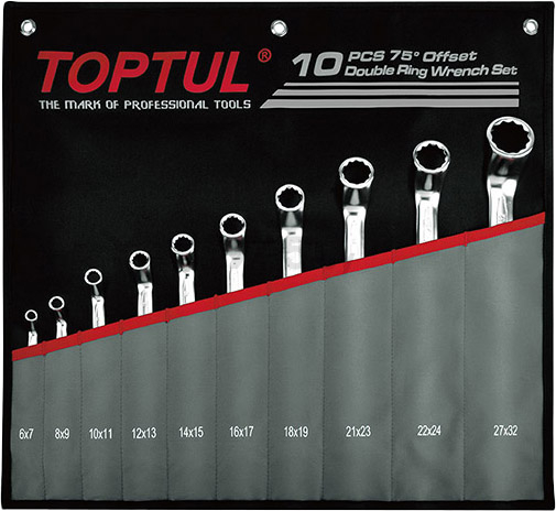 Набор ключей накидных 6-27 мм 75° 10 предметов TOPTUL (GPCI1001)