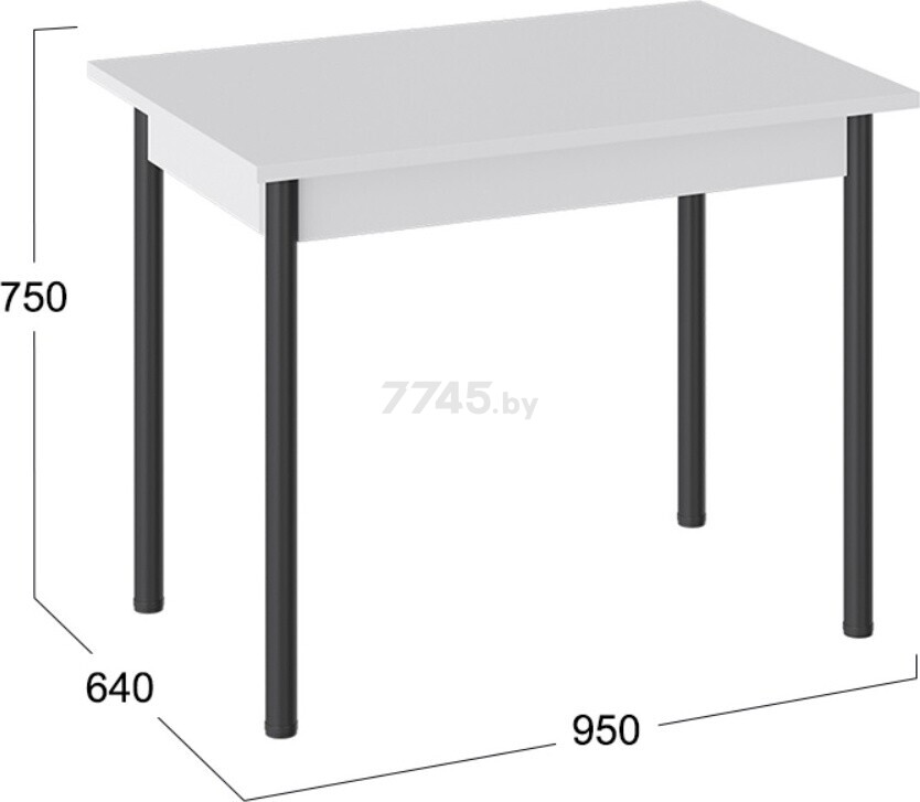 Стол кухонный ТРИЯ Родос Тип 1 белый/черный 95х64х75 см (102683) - Фото 2
