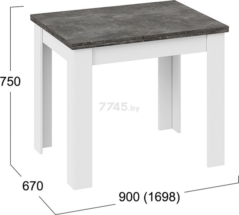 Стол кухонный ТРИЯ Промо Тип 3 раздвижной ателье темный/белый 90-169,8х67х75 см (95320) - Фото 6