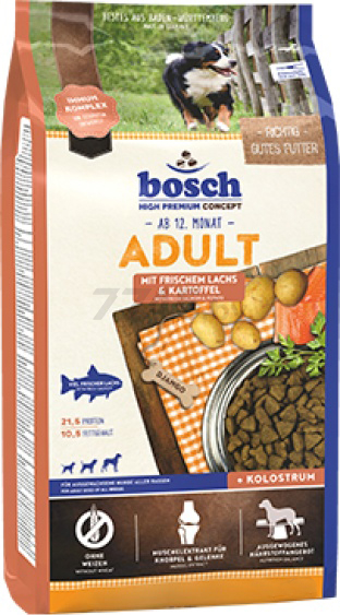 Сухой корм для собак BOSCH PETFOOD Adult лосось с картофелем 15 кг (52090015)