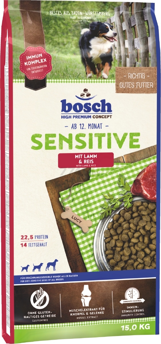 Сухой корм для собак BOSCH PETFOOD Sensitive ягненок с рисом 15 кг (52190015)
