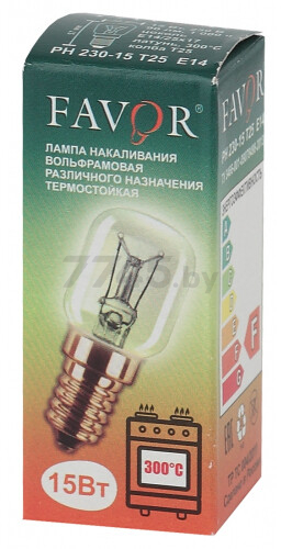 Лампа накаливания Е14 FAVOR РН Т25 15 Вт для печей - Фото 2
