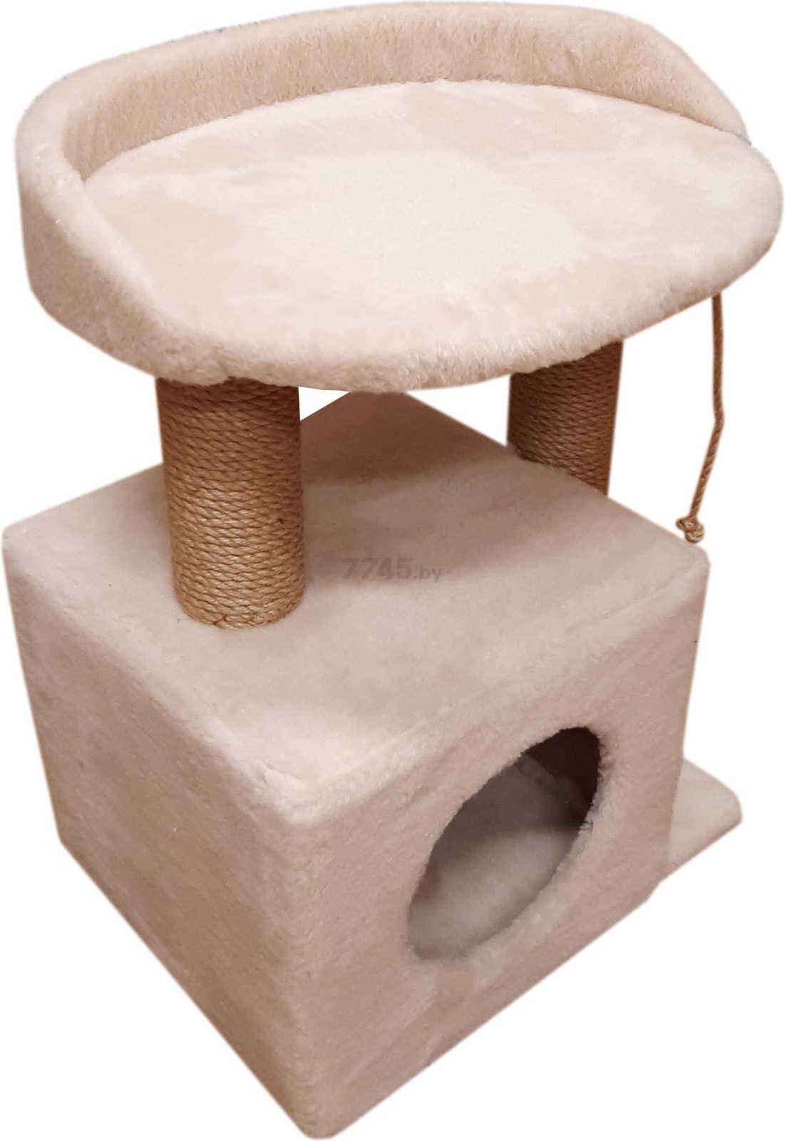 Игровой комплекс для кошек BAST Домик с овальной полкой бежевый (4815429001332) - Фото 2