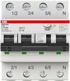 Дифавтомат ABB DS203NC 3P+N C10 AC30 30мА (2CSR256040R1104) - Фото 2