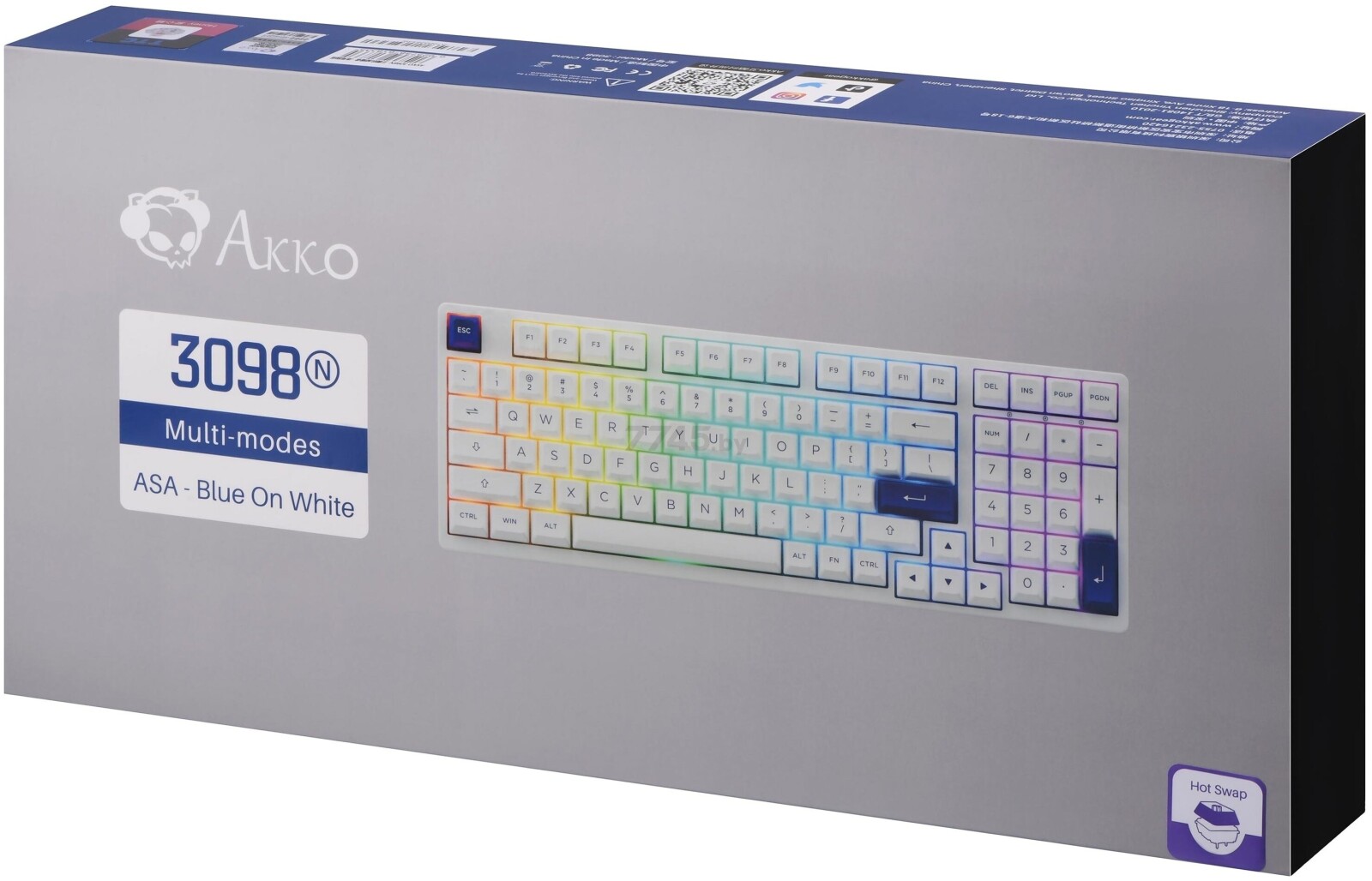 Клавиатура игровая AKKO 3098N Blue&White 3 Modes TTC Honey Switch (1746140) - Фото 15