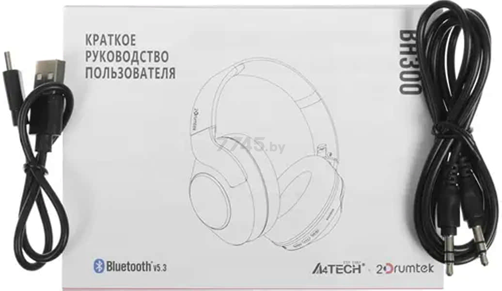 Наушники-гарнитура беспроводные A4TECH 2Drumtek BH300 Grayish white - Фото 14