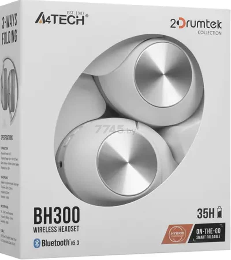 Наушники-гарнитура беспроводные A4TECH 2Drumtek BH300 Grayish white - Фото 16