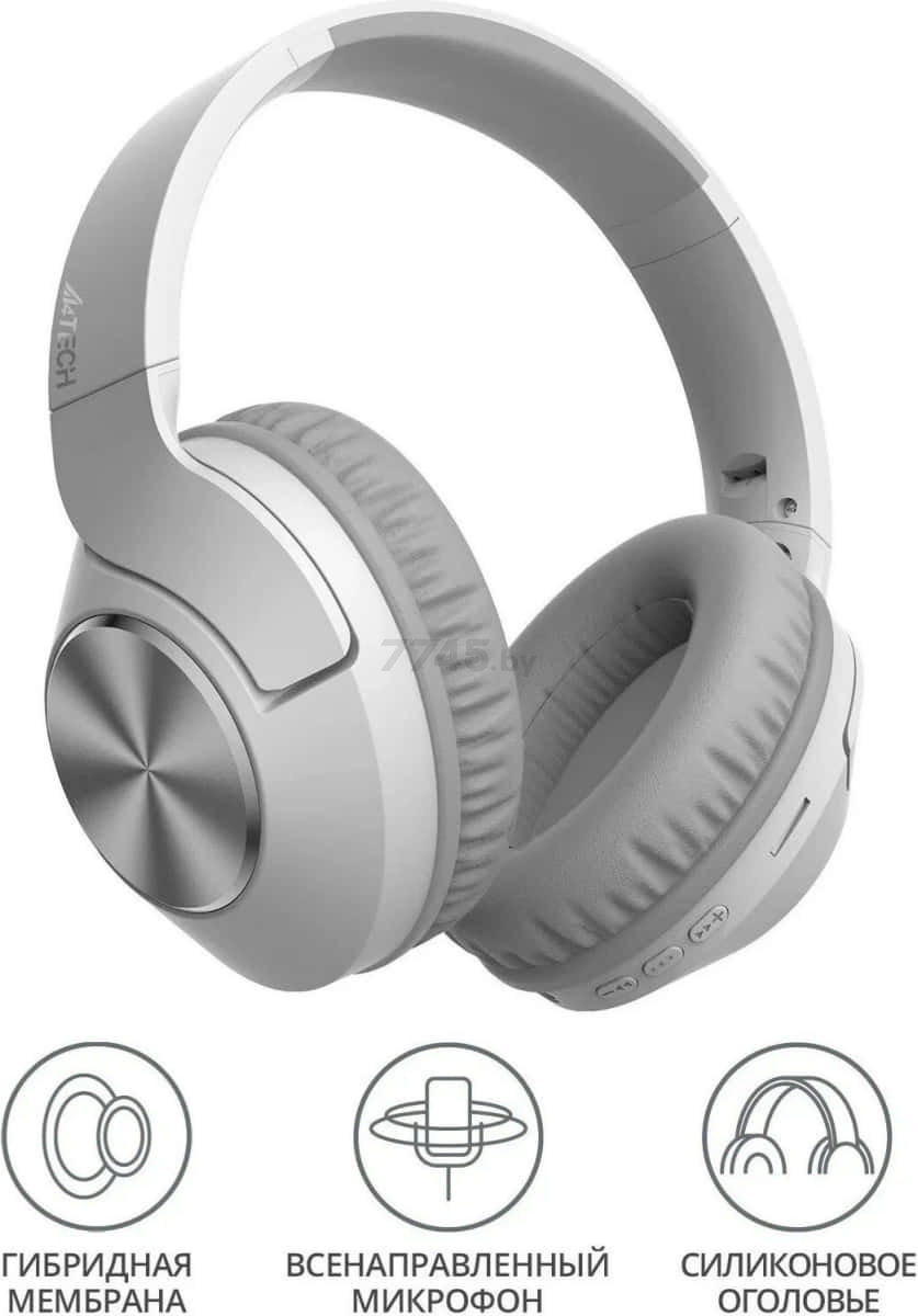 Наушники-гарнитура беспроводные A4TECH 2Drumtek BH300 Grayish white - Фото 18