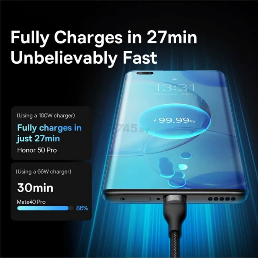 Кабель BASEUS Flash Series II 3-in-1 Fast Charging Black (CASS030001) - Фото 8