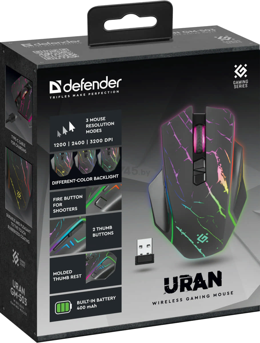 Мышь игровая беспроводная DEFENDER Uran GM-503 (52503) - Фото 10