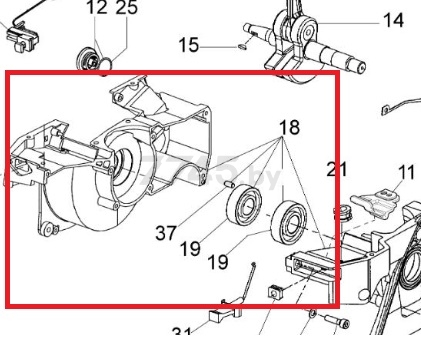 Картер в сборе для бензореза OLEO-MAC 963TTA (52020273B)