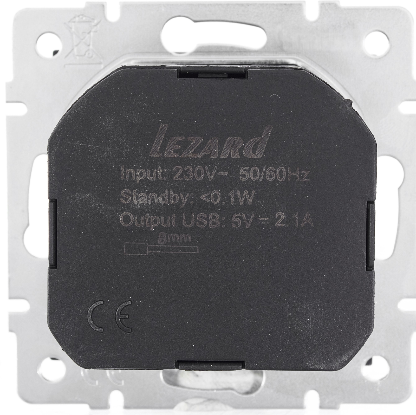 Розетка скрытая с USB-портом и заземлением LEZARD Vesna черный бархат (742-4288-181) - Фото 3