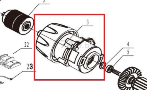 Редуктор в сборе для дрели-шуруповерта WORTEX DR1023-1 (PSD028A10TDA1-03)