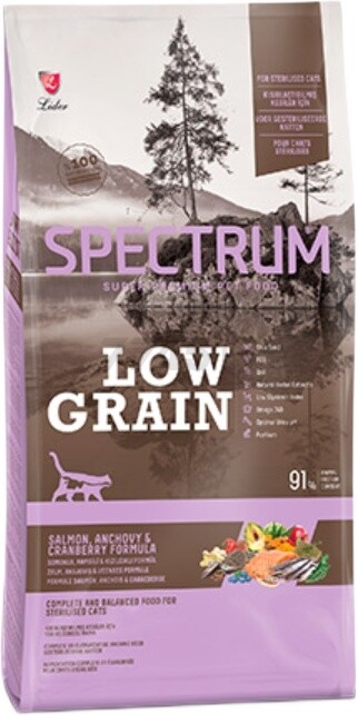 Сухой корм для стерилизованных кошек SPECTRUM Sterilized Low Grain лосось и анчоус с клюквой 2 кг (8698995027786)