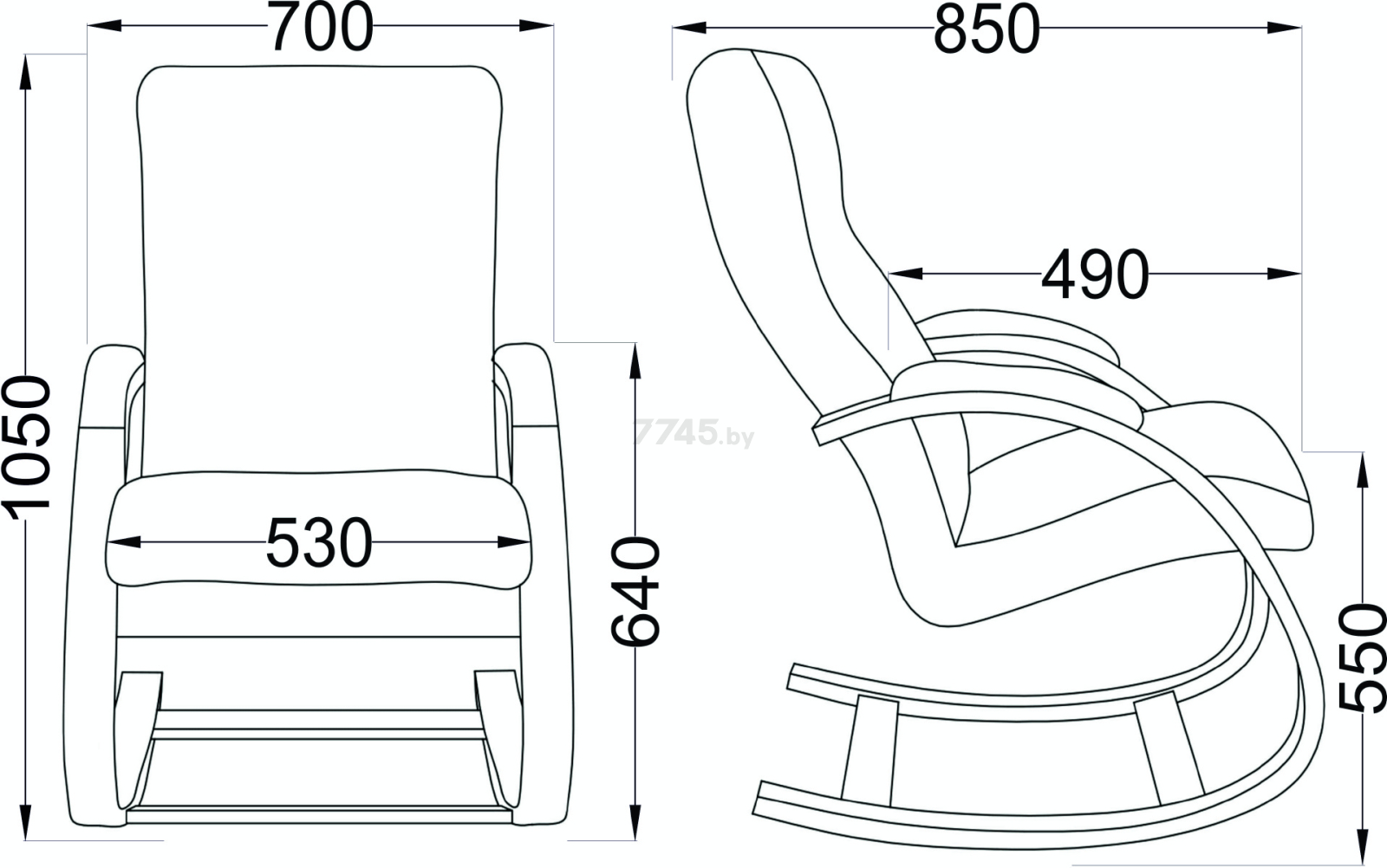 Кресло-качалка LESET Морено венге/коричневый велюр V 23 (87786) - Фото 19