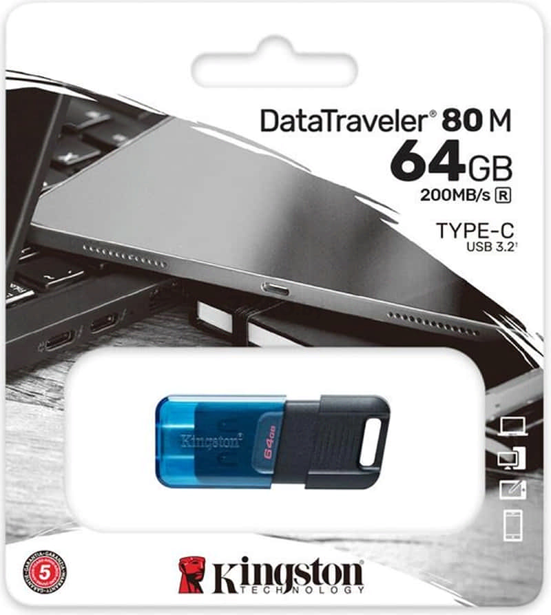 USB-флешка 64 Гб KINGSTON Data Traveler 80 M USB-C (DT80M/64GB) - Фото 7