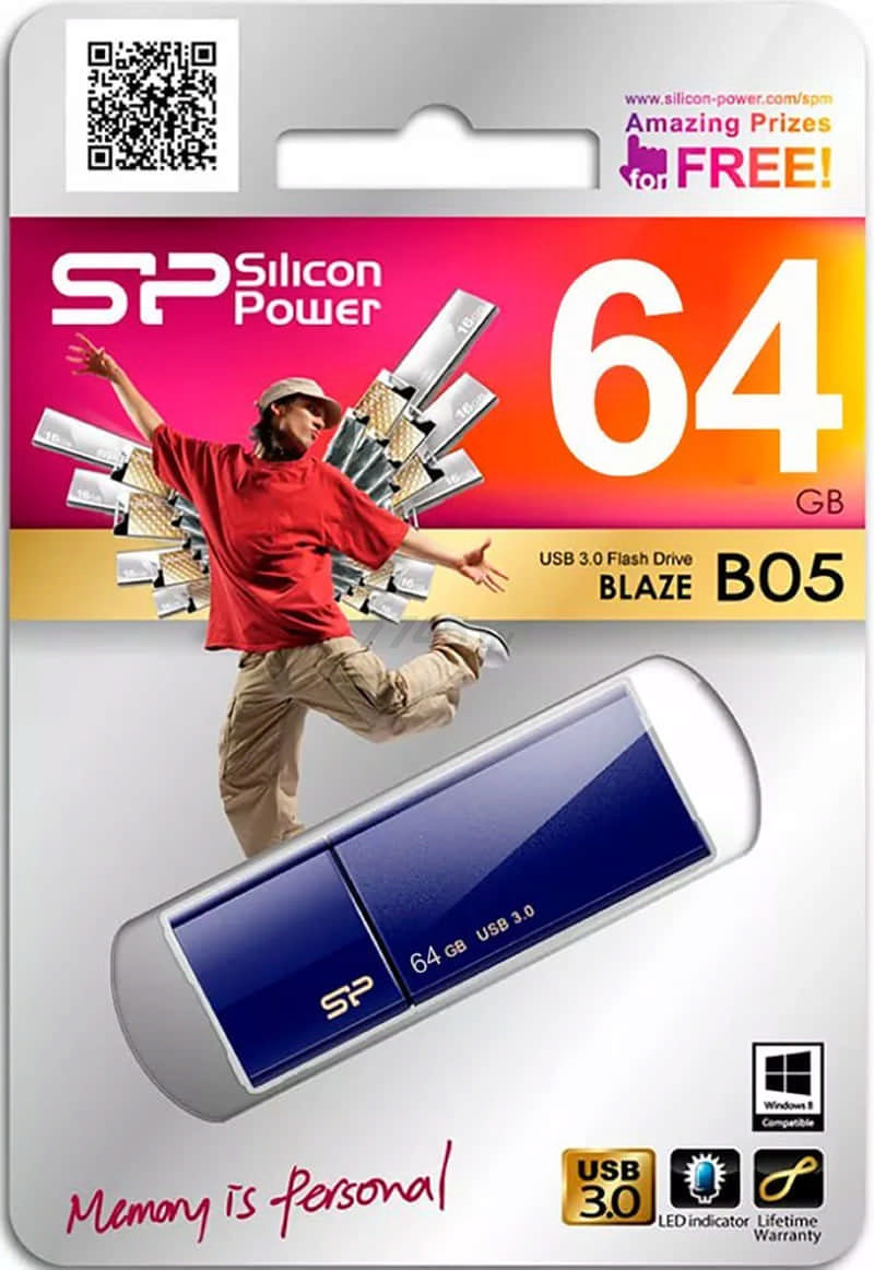 USB-флешка 64 Гб SILICON POWER Blaze B05 USB 3.2 Blue (SP064GBUF3B05V1D) - Фото 6