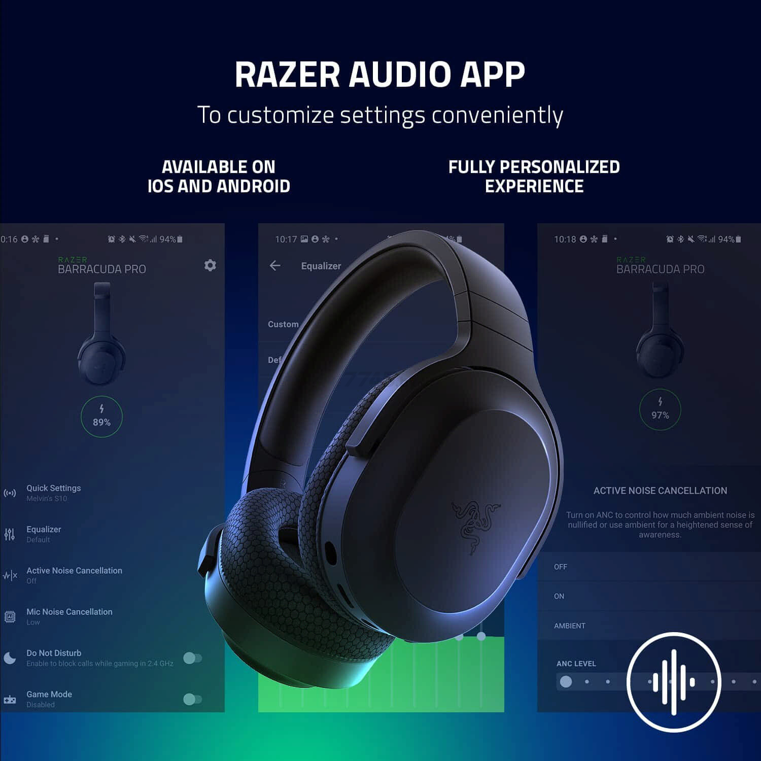 Наушники-гарнитура игровые беспроводные RAZER Barracuda X 2022 Black (RZ04-04430100-R3M1) - Фото 15