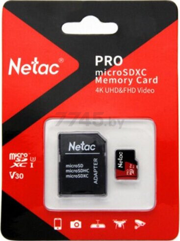Карта памяти NETAC P500 Extreme Pro MicroSDXC 64Gb с адаптером SD (NT02P500PRO-064G-R) - Фото 3