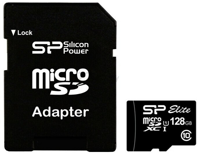 Карта памяти SILICON POWER Elite MicroSDXC 128Gb с адаптером SD (SP128GBSTXBU1V10SP) - Фото 2