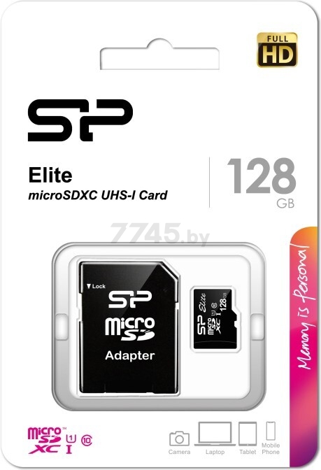 Карта памяти SILICON POWER Elite MicroSDXC 128Gb с адаптером SD (SP128GBSTXBU1V10SP) - Фото 3