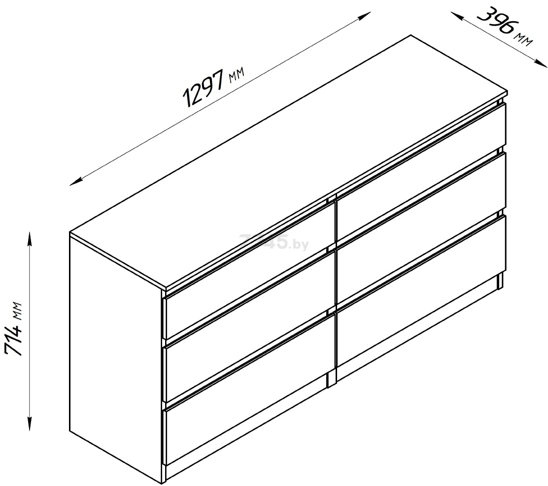 Комод NOVUS Кастор 6 ящиков 129,7х39,6х71,4 см белый (2.03.02.080.1) - Фото 6