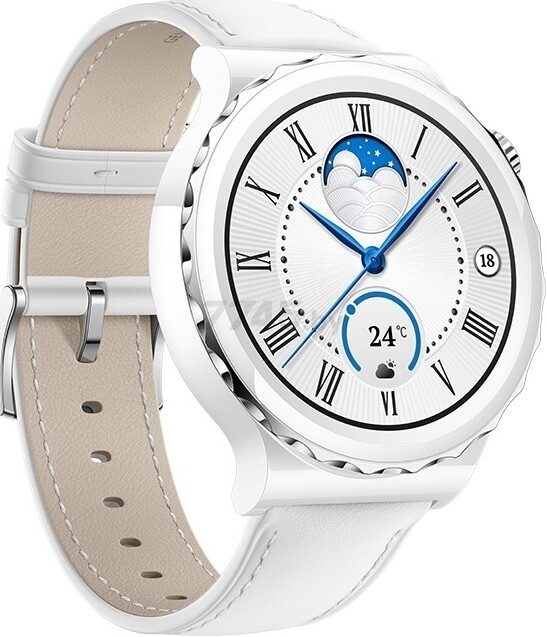 Умные часы HUAWEI Watch GT 3 Pro белый с кожаным браслетом - Фото 2