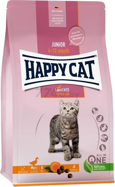 Сухой корм для котят беззерновой HAPPY CAT Junior Land Ente утка 4 кг (70545)