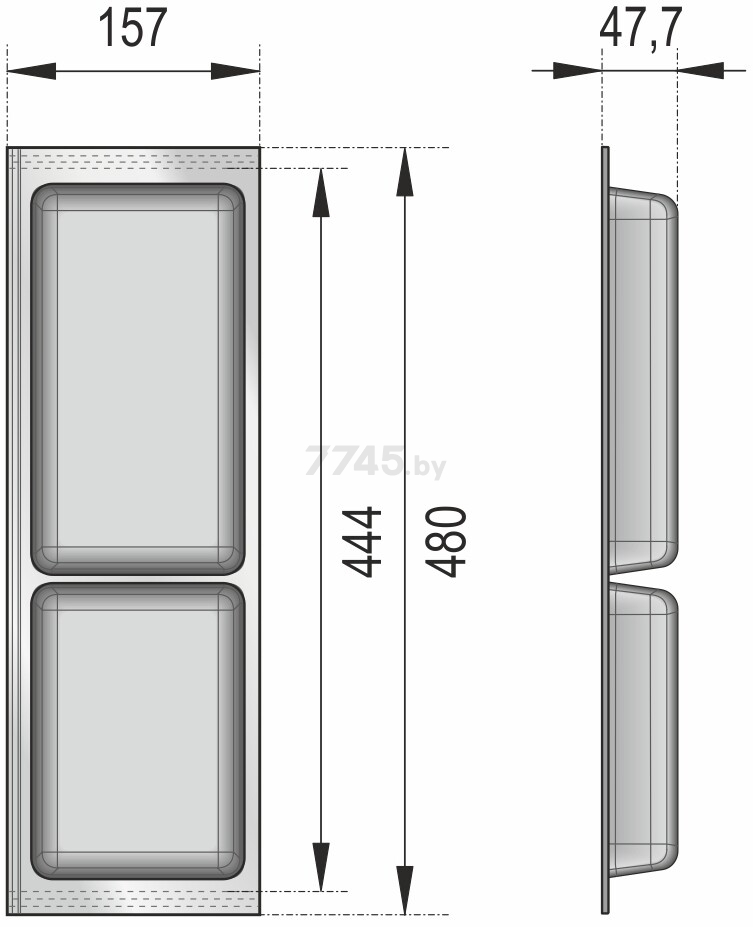 Лоток для столовых приборов 157х480х47,7 мм BOYARD графитовый (PC13/GRPH/157x480) - Фото 3