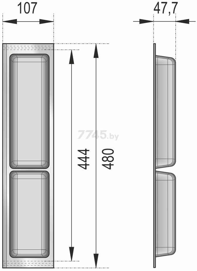 Лоток для столовых приборов 107х480х47,7 мм BOYARD графитовый (PC11/GRPH/107x480) - Фото 3