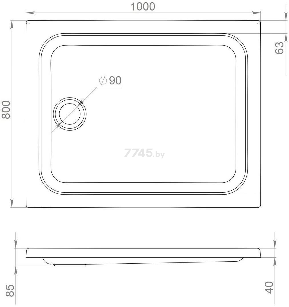 Поддон душевой TRITON ПД25 100х80 (Щ0000042951) - Фото 2