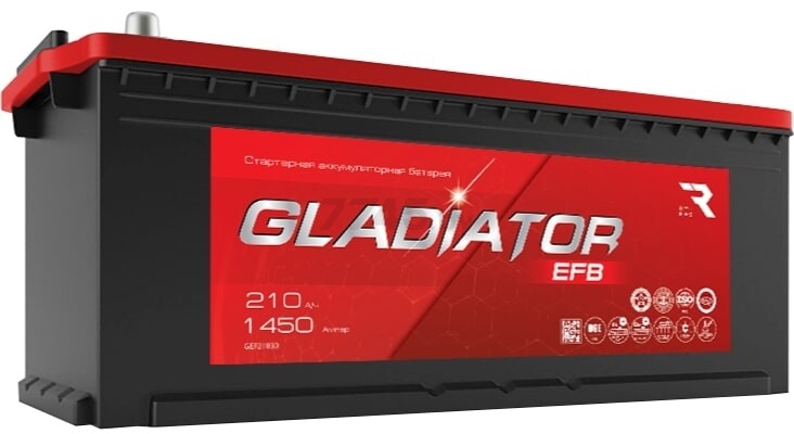 Аккумулятор для грузовых автомобилей GLADIATOR EFB 210 А·ч (ТС-00012072)