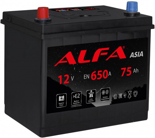 Аккумулятор автомобильный ALFA Asia 75 А·ч (A070 141 09 0 L)