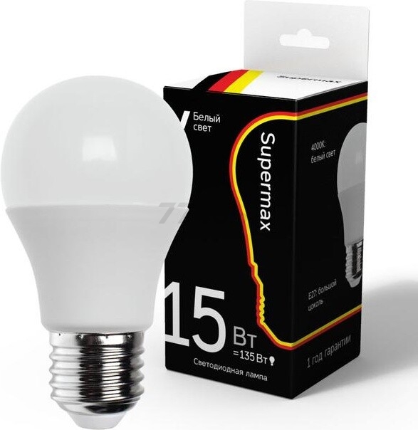 Лампа светодиодная E27 КОСМОС Supermax 15 Вт 4000К (Sup_LED15wA60E2740)