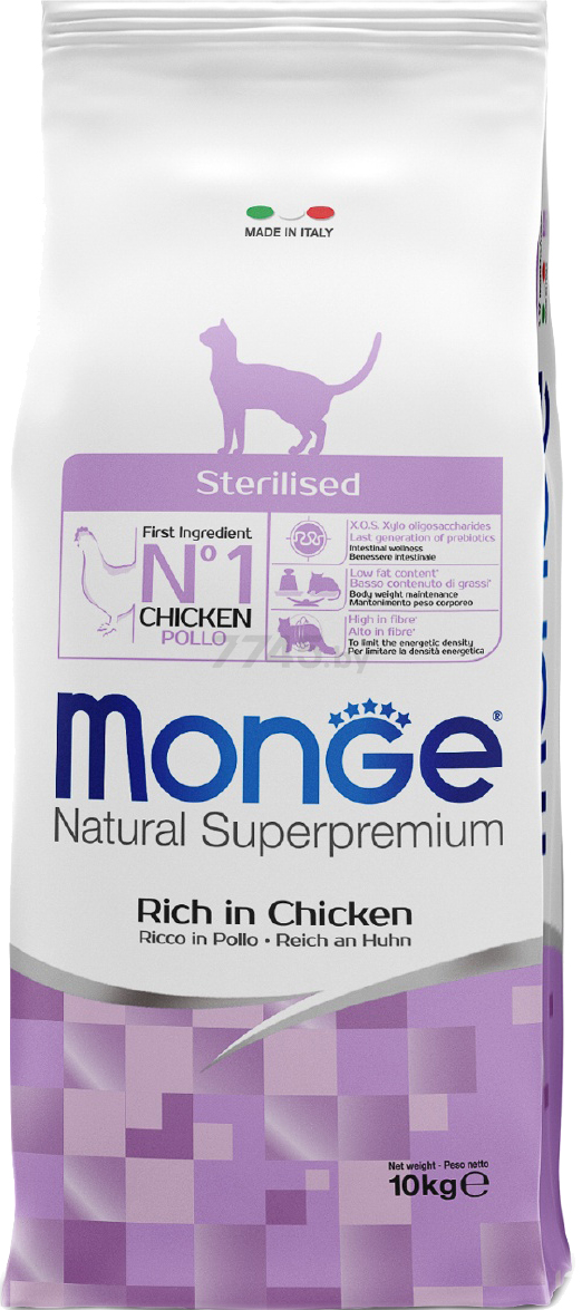 Сухой корм для стерилизованных кошек MONGE Daily Sterilised курица 10 кг (70056267)