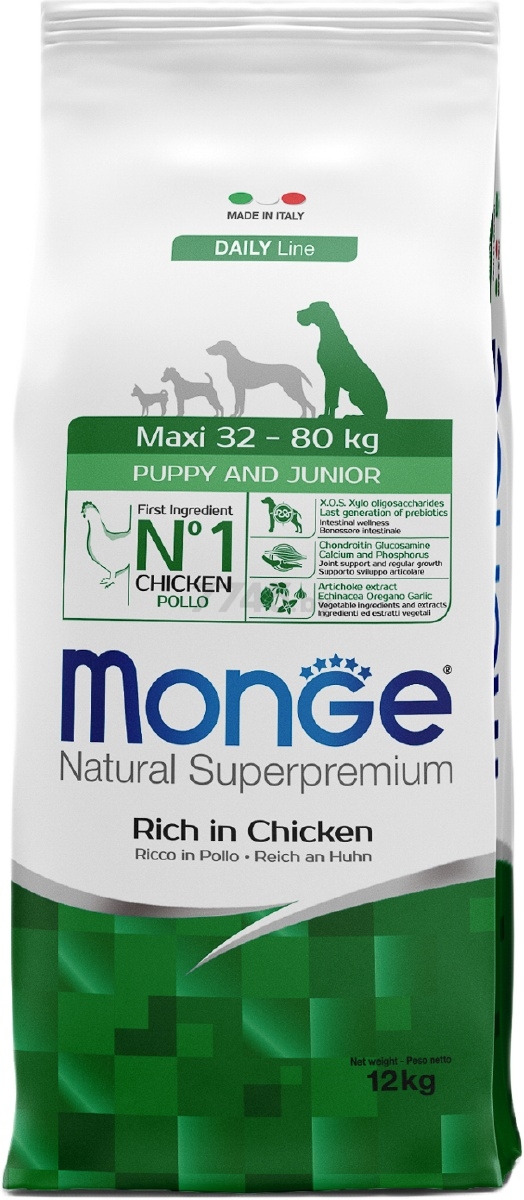 Сухой корм для щенков MONGE Daily Maxi Puppy & Junior курица 12 кг (70011709)