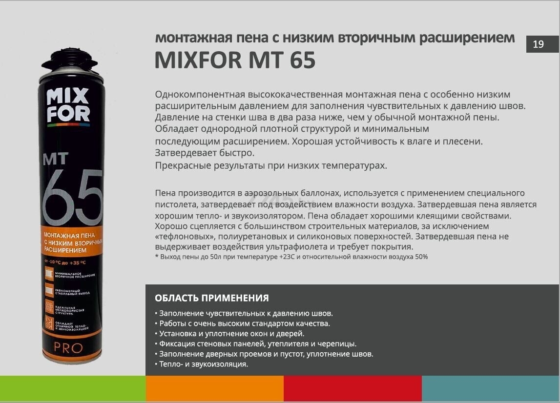 Пена монтажная MIXFOR МТ65 Foam Pro 750 мл - Фото 4