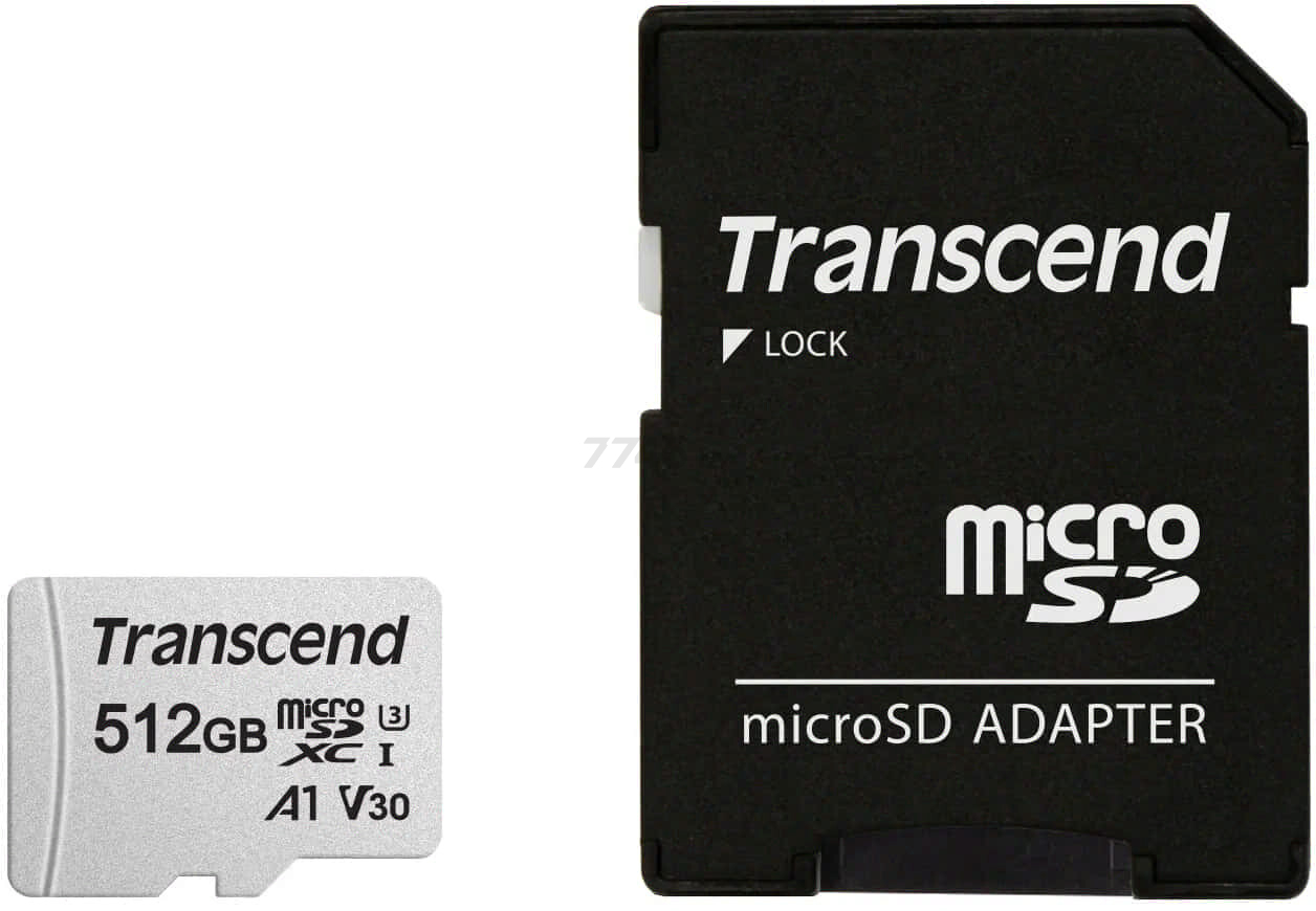 Карта памяти TRANSCEND 300S MicroSDXC 512Гб с адаптером SD (TS512GUSD300S-A) - Фото 2