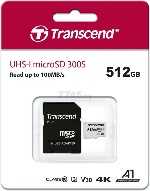 Карта памяти TRANSCEND 300S MicroSDXC 512Гб с адаптером SD (TS512GUSD300S-A) - Фото 4