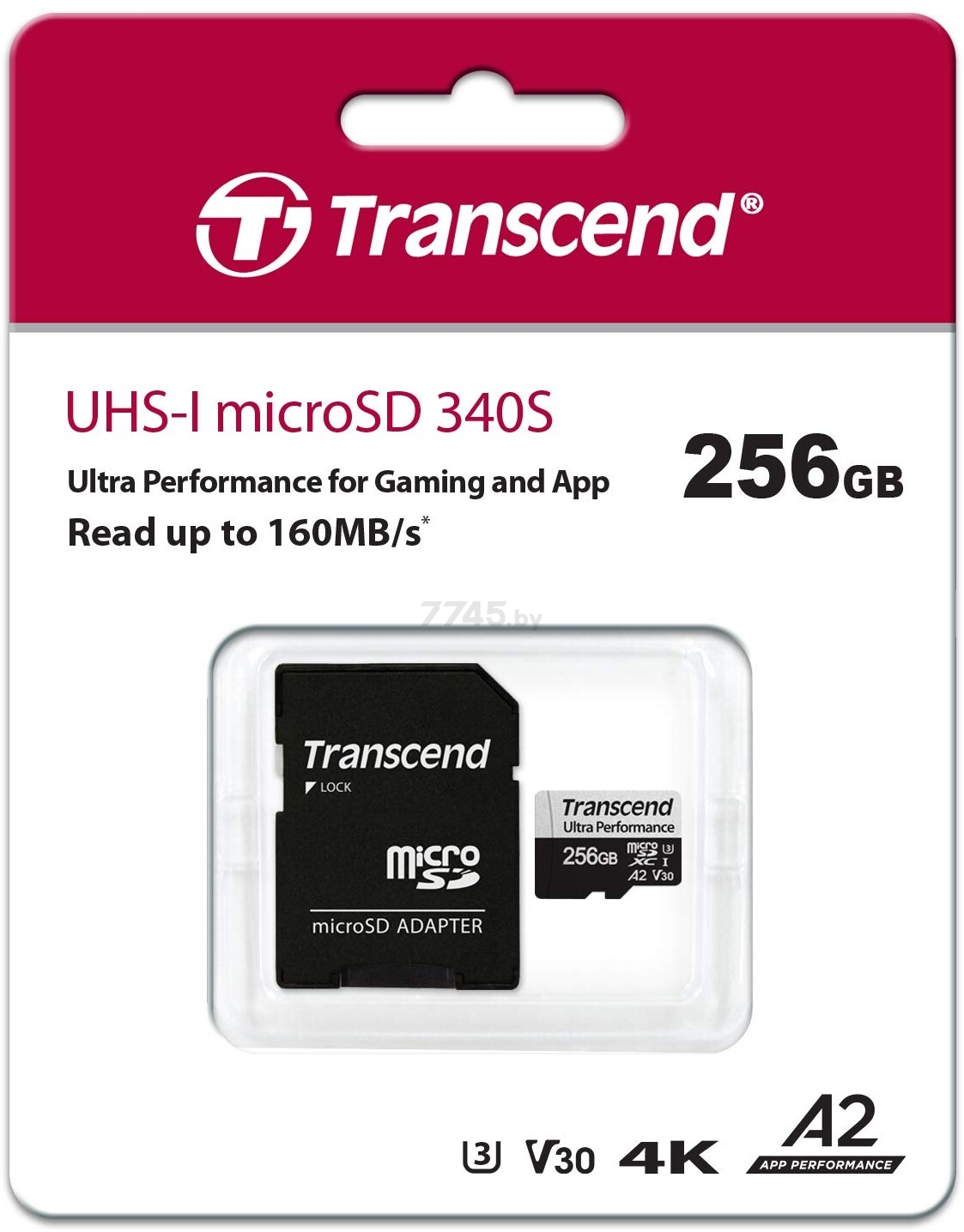 Карта памяти TRANSCEND 340S MicroSDXC 256Gb с адаптером SD (TS256GUSD340S) - Фото 3