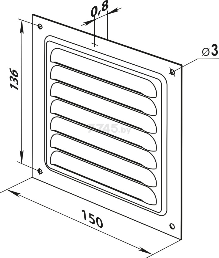 Решетка вентиляционная ZERNBERG Met 1515 (10192301) - Фото 2