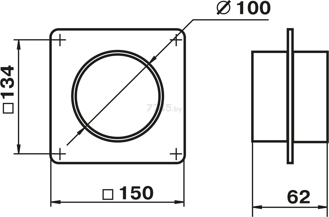 Муфта воздуховода для круглых каналов d100 мм с пластиной ZERNBERG 151 (10190821) - Фото 2